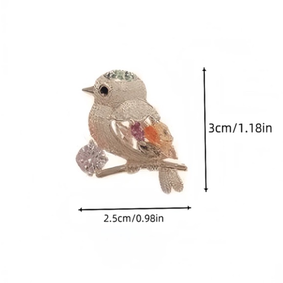 Elegant Multicolor Crystal Bird Brooch - Picture 5 of 5